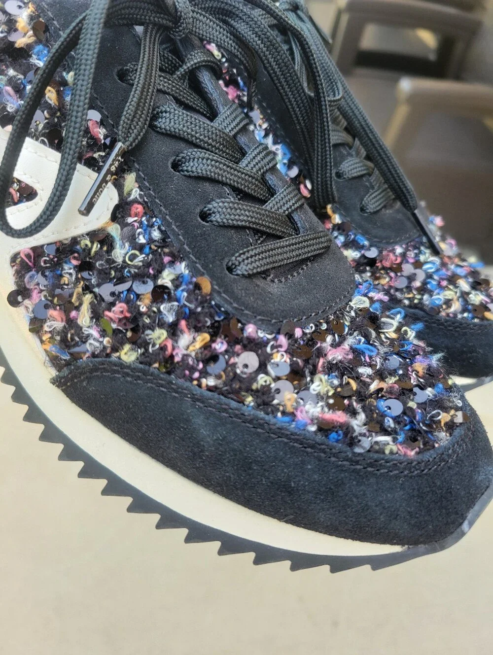 Rag and Bone Retro Runner Boucle Sequin Sneakers Womens 38.5 US 8.5